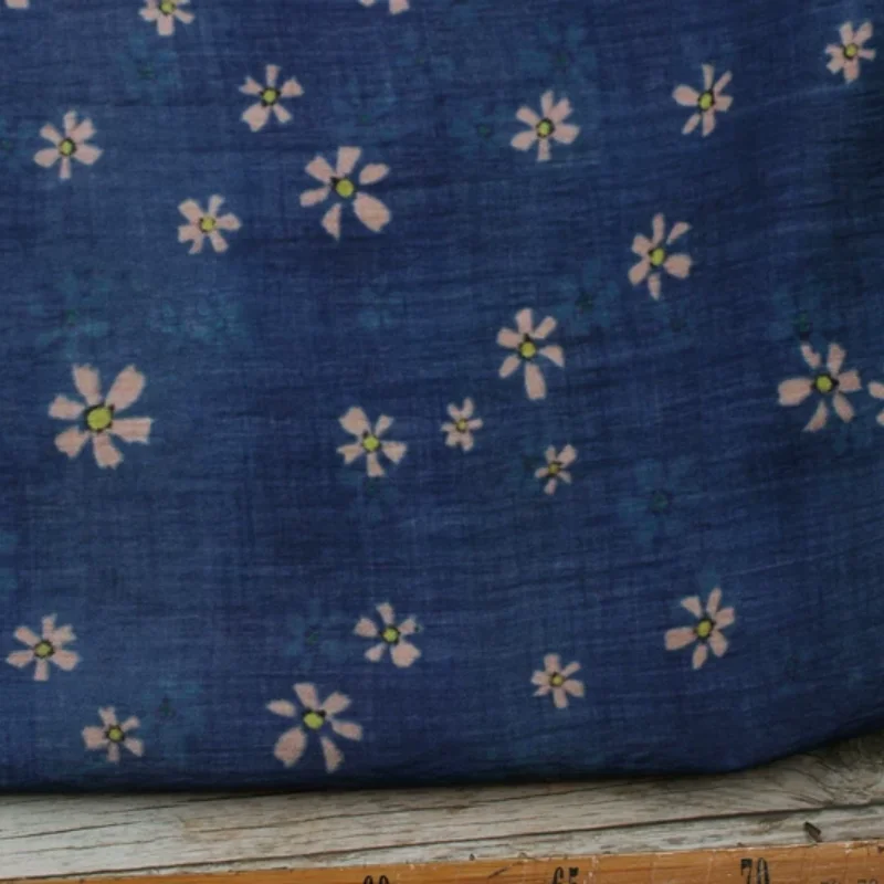 Artificial silk, cotton fabric, blue digital printing, Rob, clothing, handmade DIY, sewing fabric