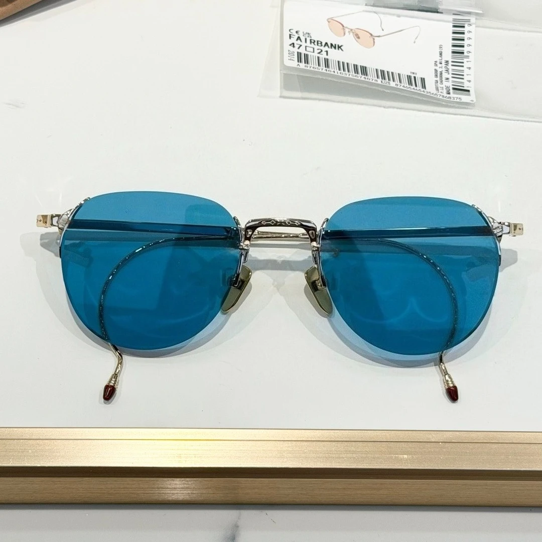 FAIRBANK Small Oval Sunglasses Metal Frame UV400 Classic Fashion Eyewear Unisex with Case