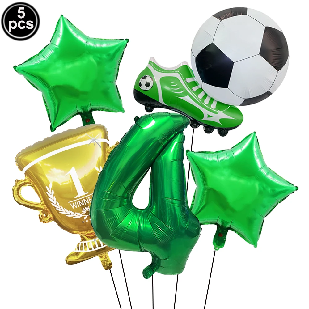 5pcs Soccer Trophy Sneakers Balloon 0-9 Number Balloon Set for Kids Football Birthday Decors Soccer Sports Theme Party Supplies view 6