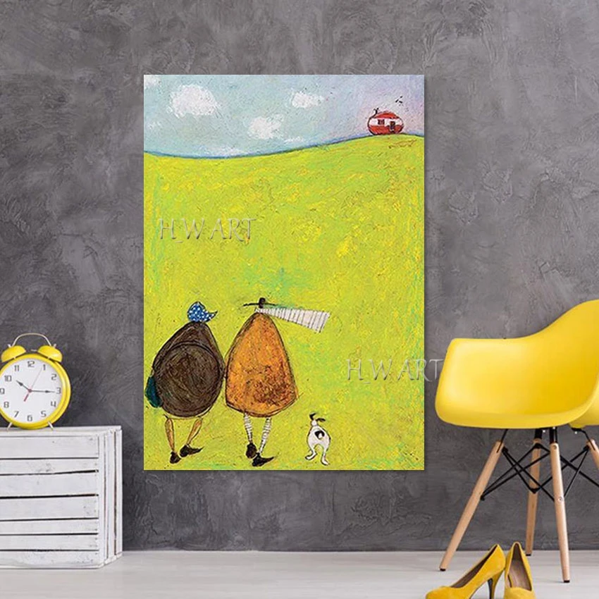 

Оптовая продажа, дешевая картина на холсте без рамки, абстрактное искусство, ручная роспись, мультяшная фигура, текстура, картина маслом, настенный декор для комнат, пара