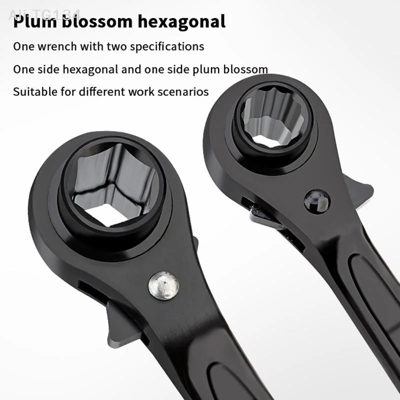 1Pcs 8-in-1 Multifunctional Ratchet Wrench Double-Head Quick Release Bidirectional Rust-Resistant Home Repair Tool