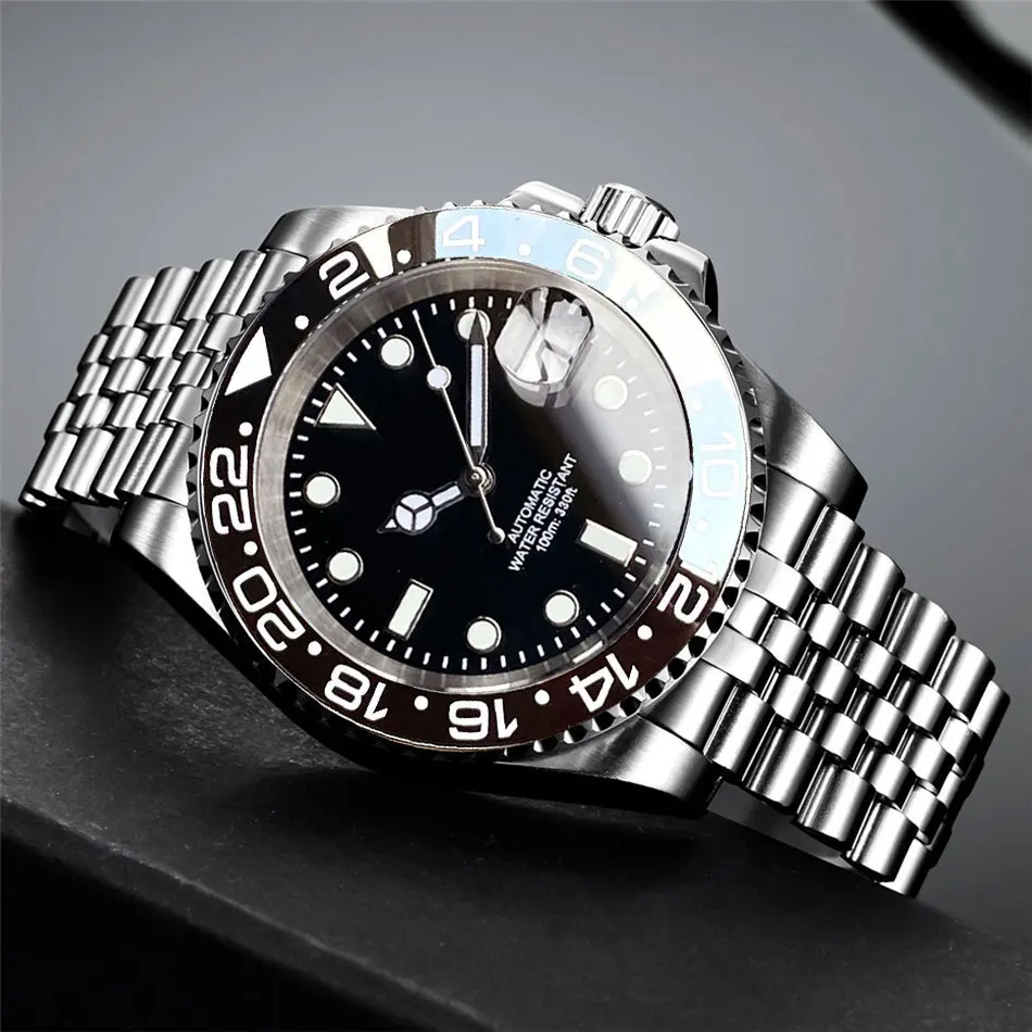 Miyota 8215 PT5000 roestvrij staal 40 mm duik automatisch herenhorloge saffierkristal roterende bezel lichtgevend mechanisch horloge