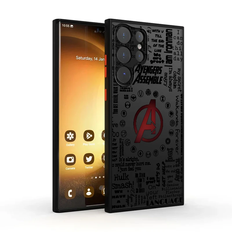 เคสโทรศัพท์ลาย Marvel Avengers Black Edge Shell สำหรับ Samsung Galaxy S20 S23 Ultra S22 Plus S10 S21 FE S9 S25 S24 S21