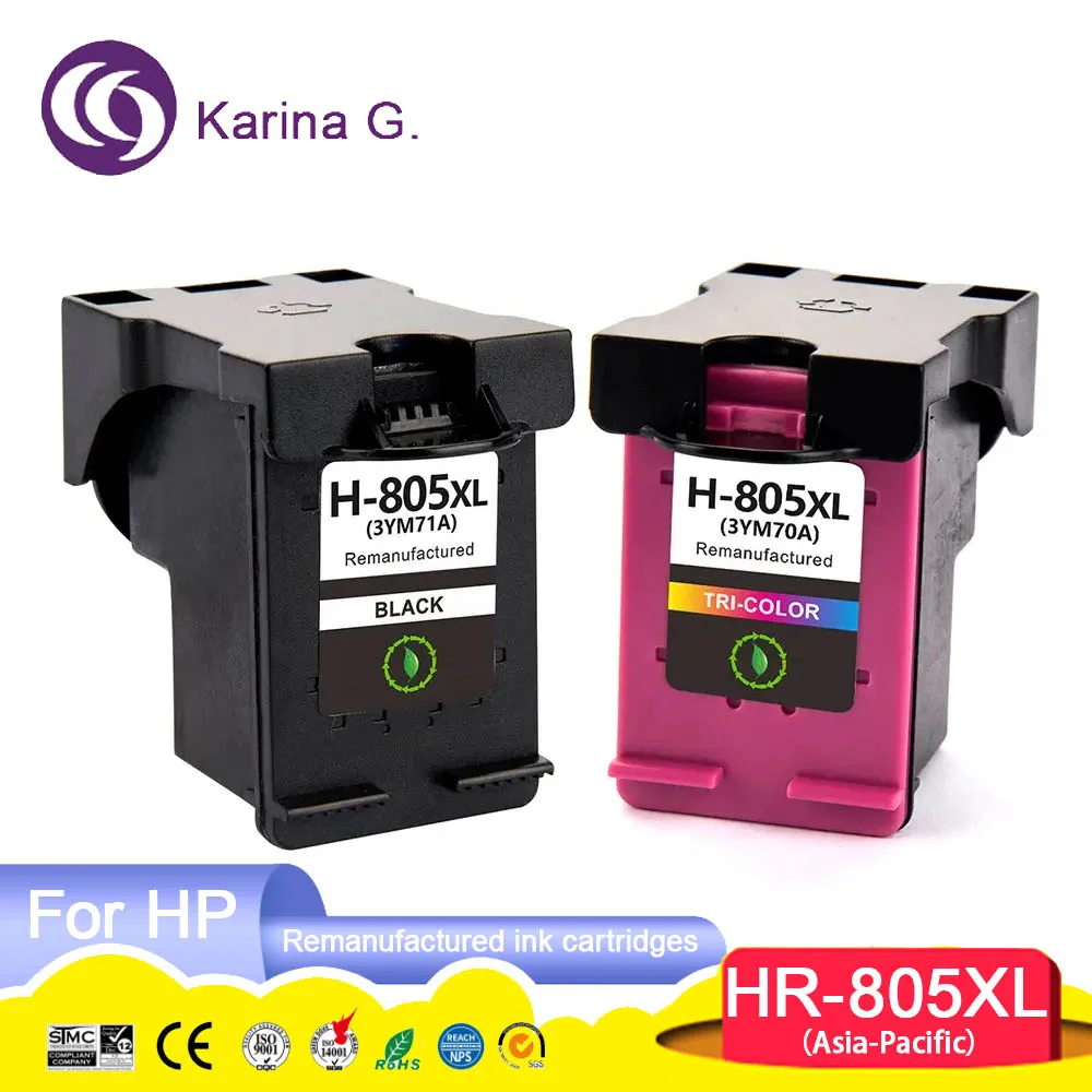 805 XL 805XL Premium Color Remanufactured Inkjet Ink Cartridge for HP HP805 HP805XL Deskjet 1200 2700 2300 ENVY 6000 Printer