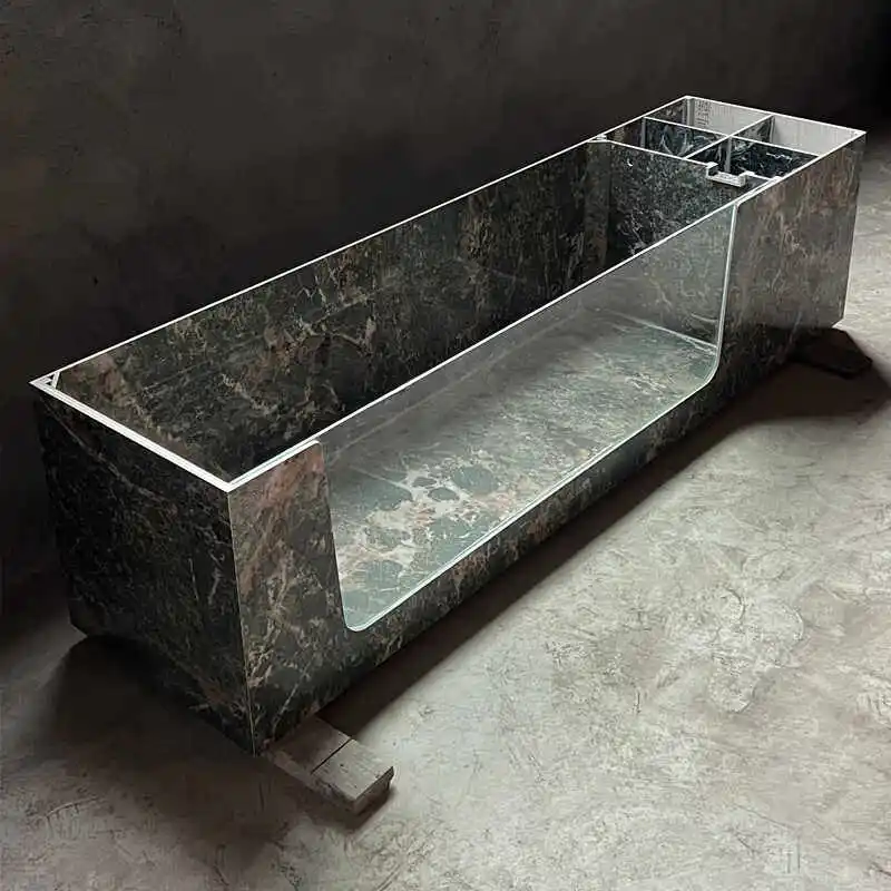 Rock Slab Fish Pond Large Tank Outdoor Landscape Courtyard Turtle Filter Tank with Glass balcony Landscaping Water Floor Tank