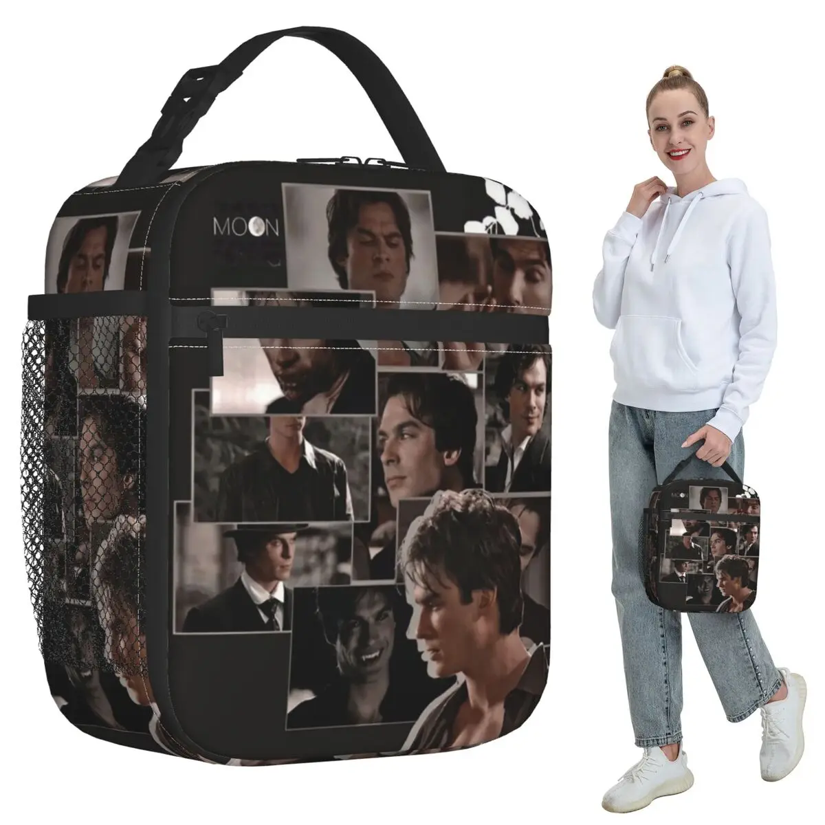 The Vampire Diaries Damon Salvatore Insulated Lunch Bag Kids School Cooler Thermal Food Box Tote Portable Lunch Boxes Container