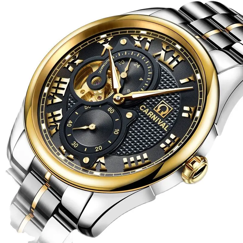 

New Switzerland Luxury Brand Carnival Skeleton Automatic Mechanical Men's Watches Luminous Sapphire Waterproof Clock C8718G