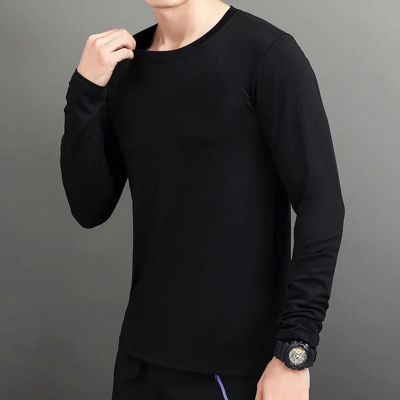 T-shirt apertada elástica de secagem rápida para homens, roupas de treinamento fitness, roupas esportivas para corrida ao ar livre, musculação, primavera e outono