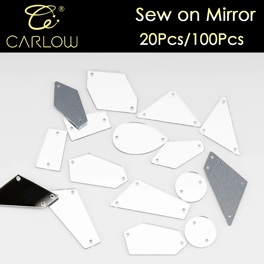 CARLOW Weiße Acryl-Spiegel-Strasssteine für Handarbeiten, Hochwertige Aufnähbare Strasssteine, Unregelmäßige Acryl-Spiegelsteine für DIY JP-001 – Detail 1