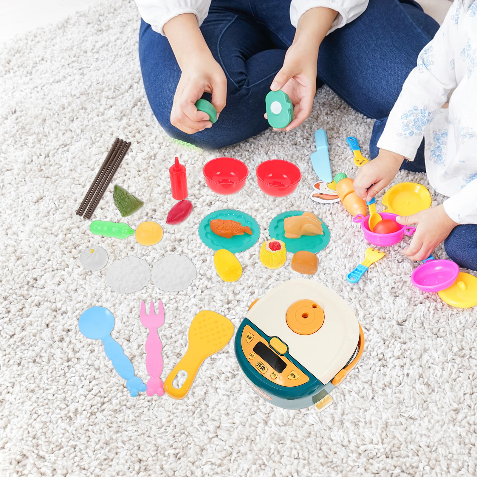 1 ensemble semblant jouer ensemble de cuisine Imitation cuiseur à riz enfants éducatif cuisine jouet simulé cuiseur électrique pour les tout-petits
