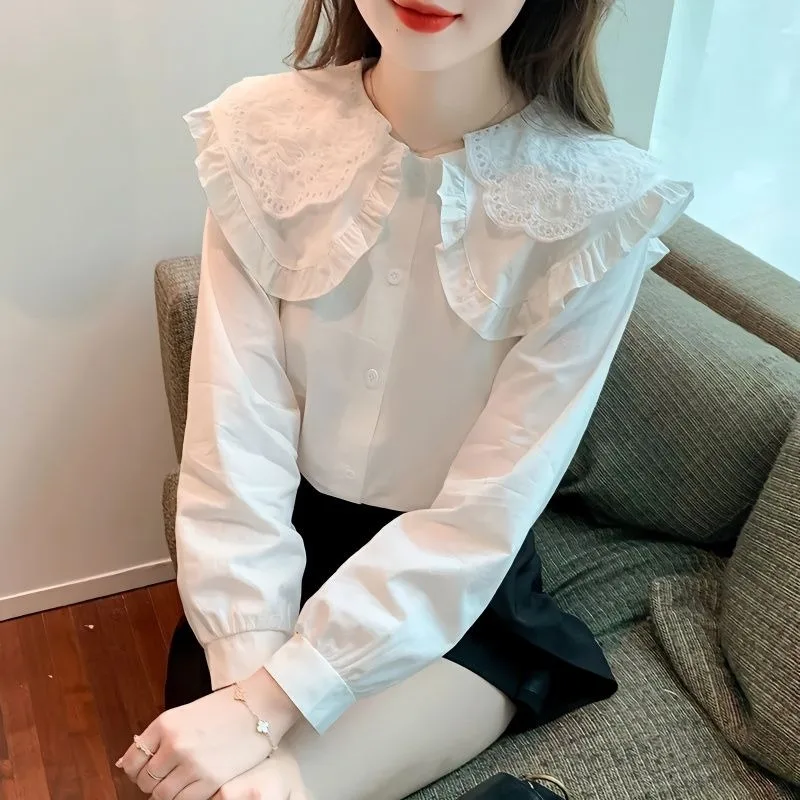 2024 Spring and Autumn New Elegant Women\'s Chiffon Shirt Fashion Long Sleeve Shirt Women\'s Inner Base Shirt Loose Blouse