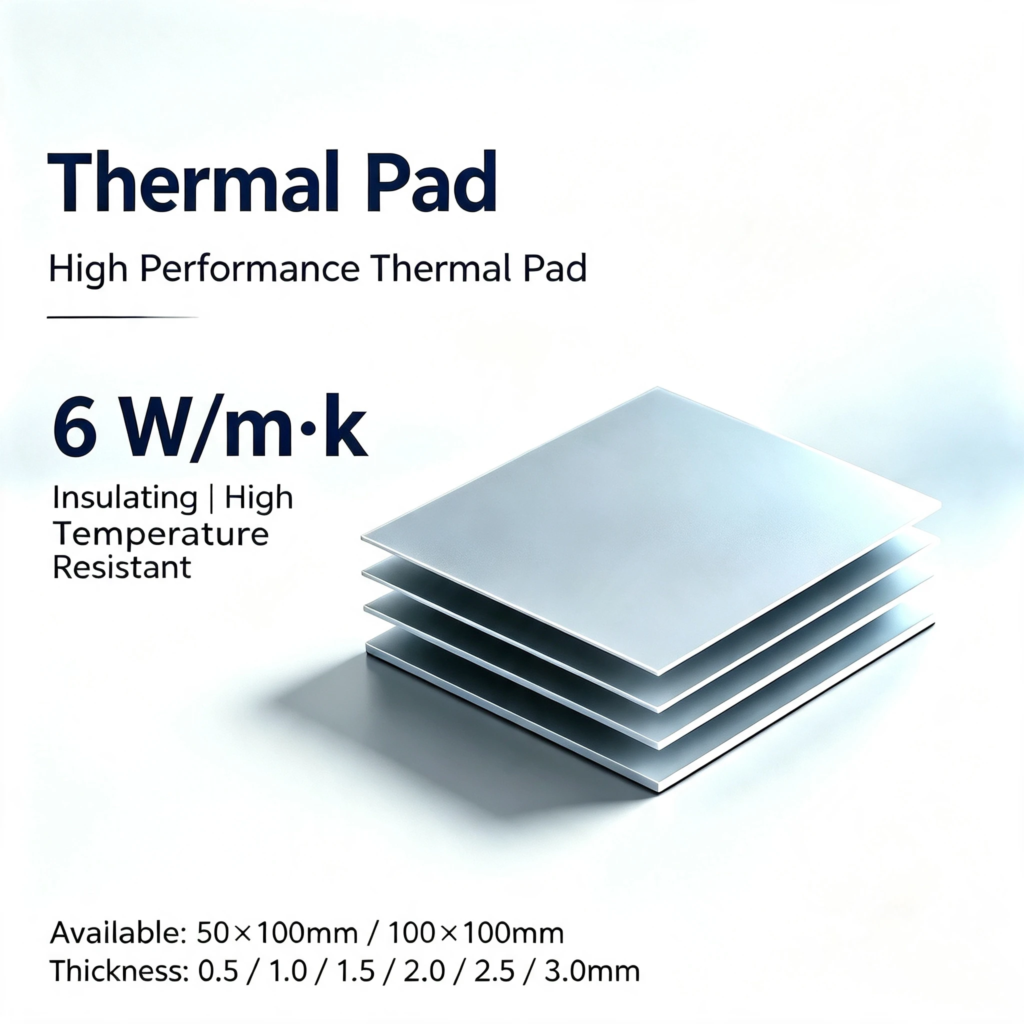 6W/mK Thermal Silicone Pad High Performance Thermal Pad Insulated Heat Sink Sheet For CPU GPU SSD Laptop Motherboard Cooling