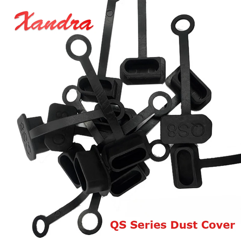 QS8 QS9 QS10P Series Male/Female Dust Cover Gray QS10 QS9 QS8 Black Silicone Dust Cover Waterproof Aircraft Model Plug Soft Lid