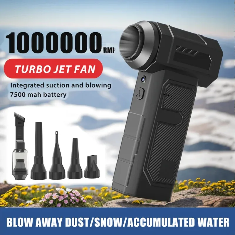 

Turbo Jet Fan Electric Air Duster Portable 100WRPM Cleaning Blower Tool 350G Thrust Car Blowing Snow Type-C Charging