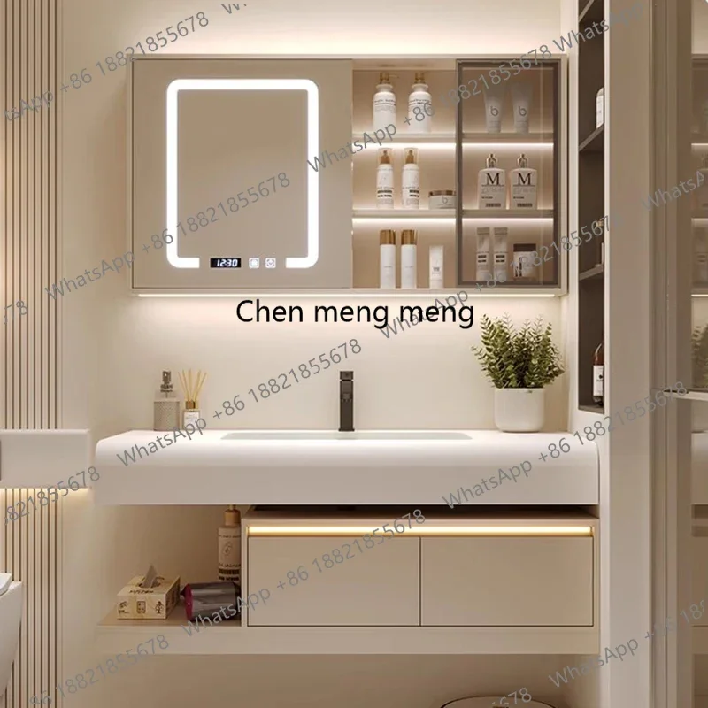 

Modern Bathroom Cabinet Slab Basin Furniture Sets Supplier Bathroom Vanity Mirror Solid Wood Bathroom Cabinet with Sink Basins