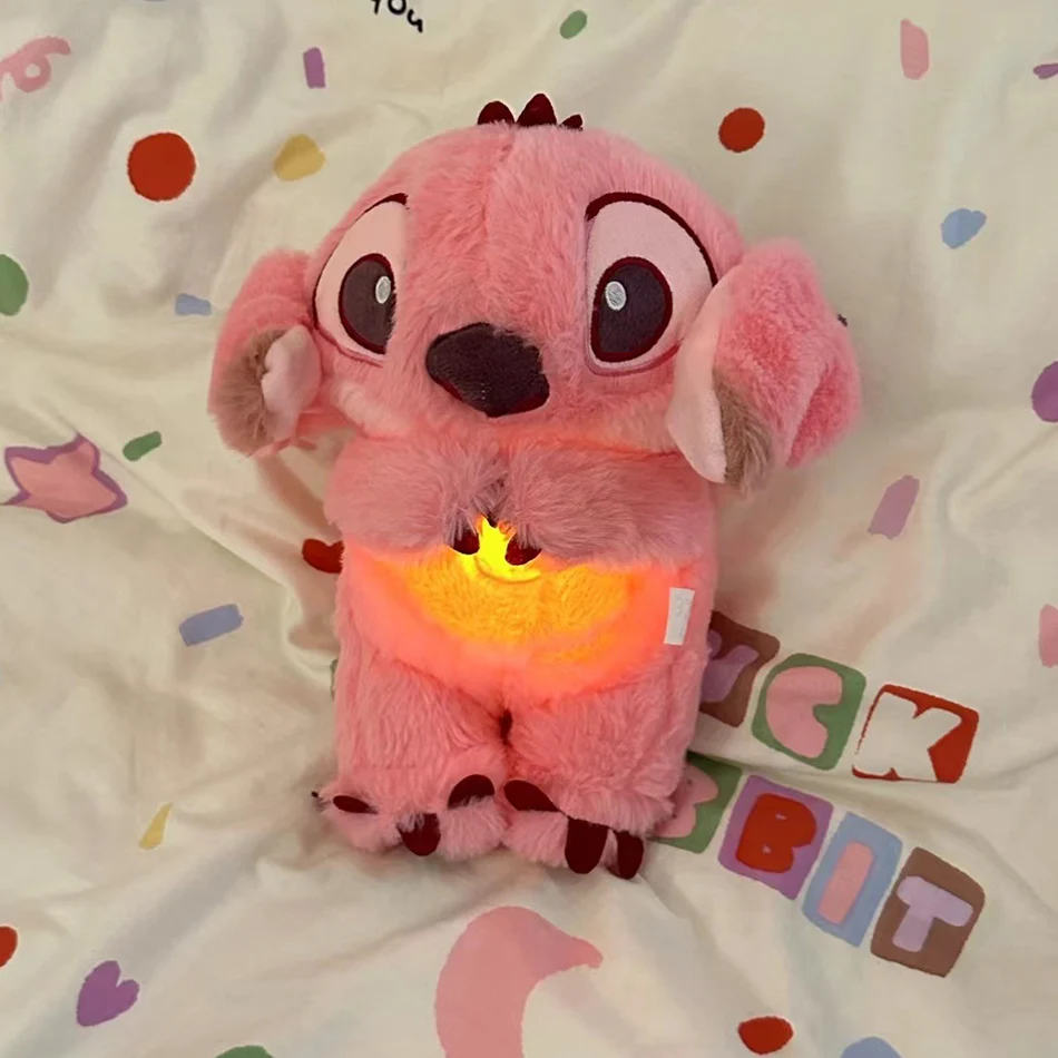 Kawaii Stitch Plush Doll Baby Sleeping Companion Sound Soothing Musical  Kawaii With Air Bag and Light Doll Breathing Toys Gifts