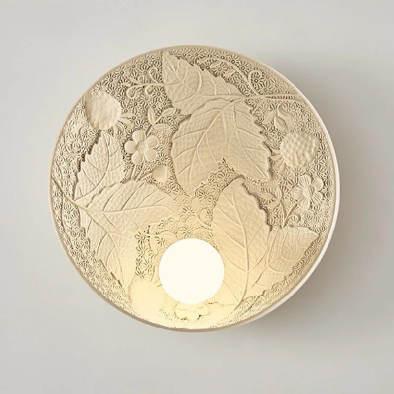 French Leaf Pattern Resin Wall Lamps Bedroom Bedside Living Room Background Light Fixture Modern Simple Personality Illumination