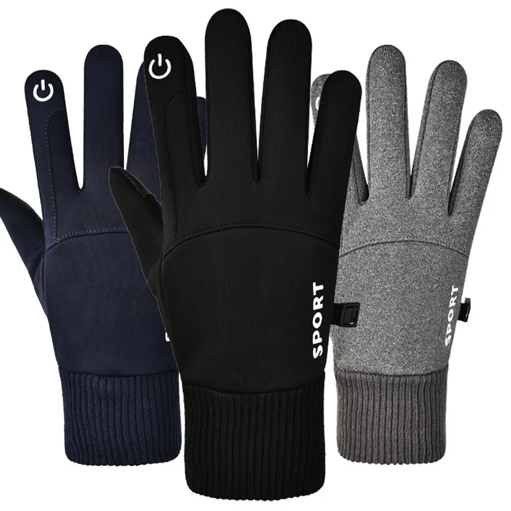 Windproof Outdoor Waterproof Fleece Touch Screen Running Men's Gloves Motorbike Gloves Sports Mittens Cycling Accessory