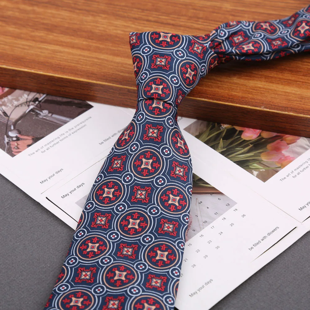 Weiche Herren-Krawatte aus Seidenimitat, bunt, 8 cm, Paisley-Blumen-Punktmuster, Business-Party-Krawatte, Accessoires, Geschenke – Detail 17