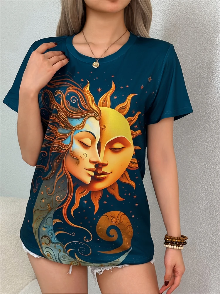 

Женская летняя футболка с коротким рукавом, повседневная модная одежда с узорами ведьмы, женские топы больших размеров, одежда для отдыха и путешествий