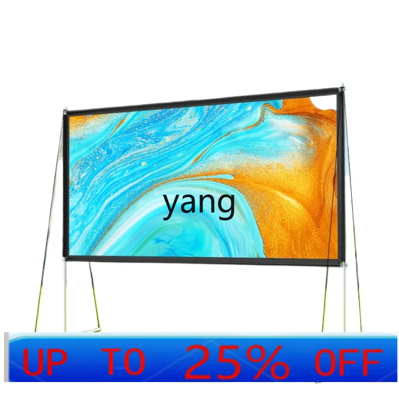 

LHH Outdoor Simple Bracket Projection Screen Old-Fashioned Film Cloth Portable Foldable