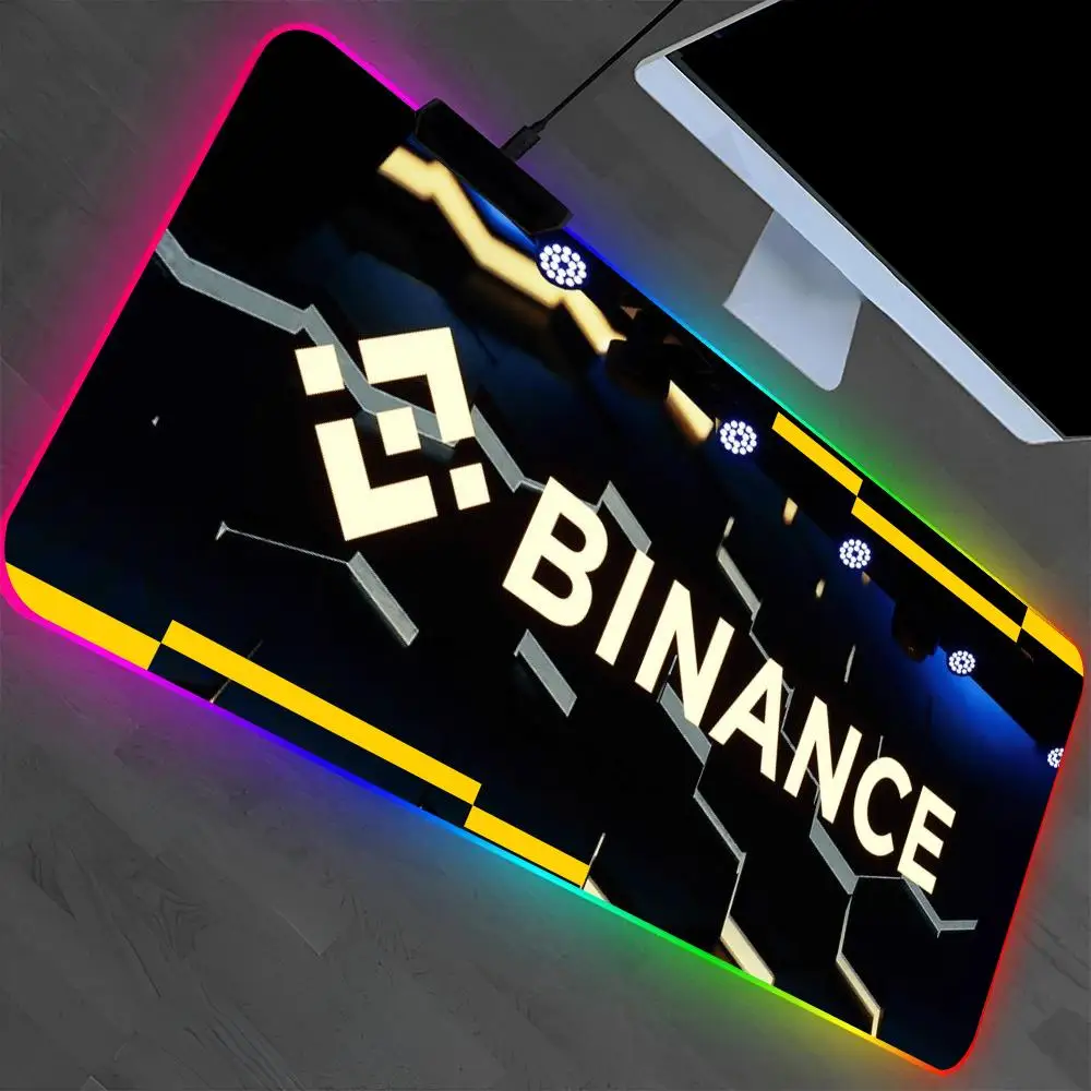 

B-Binance Mouse Pad Laptop Mat Gaming RGB Anime Mousepad Backlit Gamer Girl Cartoon Table Pads Deskpad