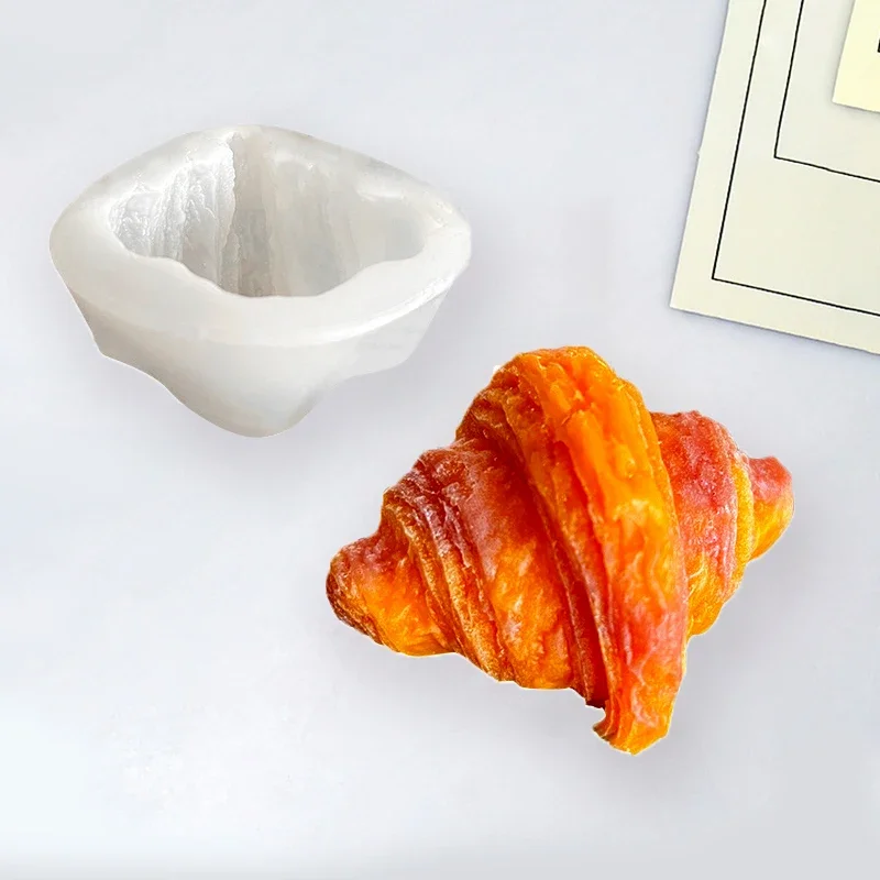 Molde de silicona de vela de Croissant de simulación, molde de aromaterapia hecho a mano para hacer jabón de Chocolate y postre, moldes de pan francés