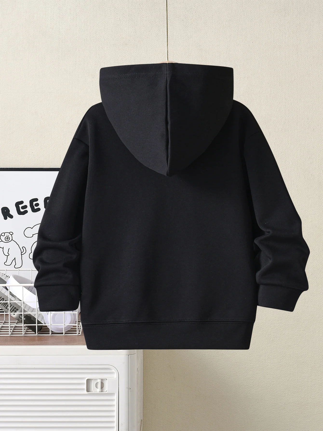 Children's hooded sweatshirt, autumn fashion trend top, colorful handle printed pattern, boys' casual pullover hoodie