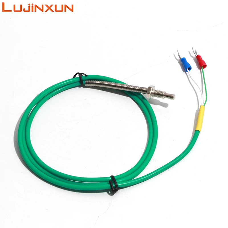 LUJINXUN K Type M6 Screw Thermocouple 5x30 Stainless Steel Probe High temperature 0-200C Resistance Silicone Flexible Wire 1pc