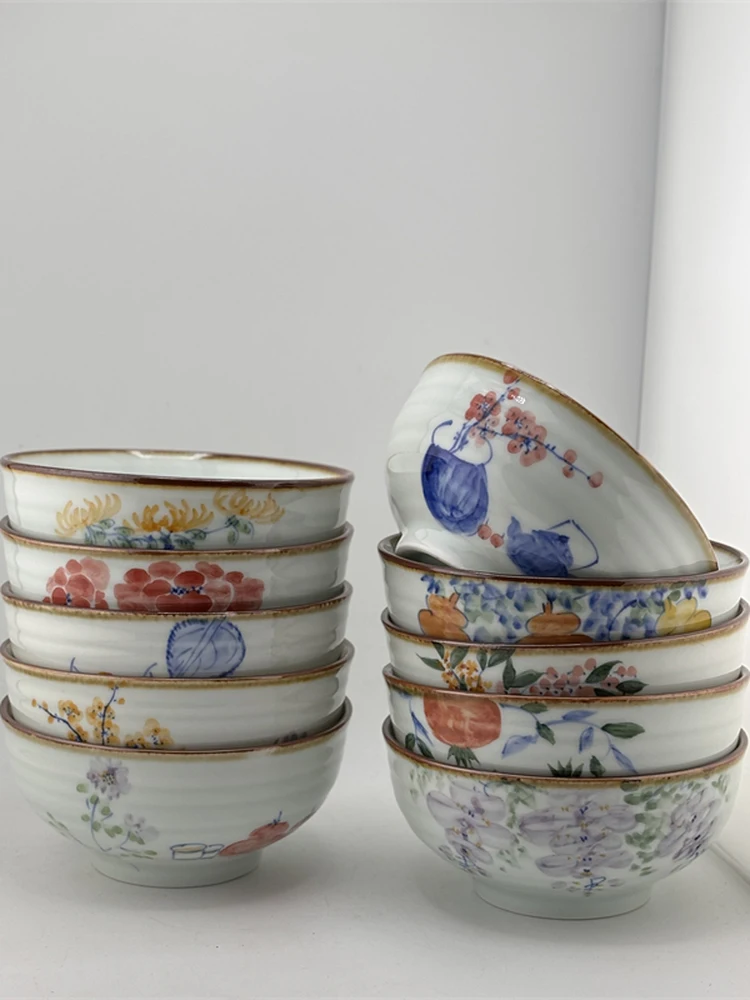

Набор расписных фарфоровых мисок для дома, столовая посуда в китайском стиле, сине-белая глазурованная, с подглазурной росписью, для риса и ужина