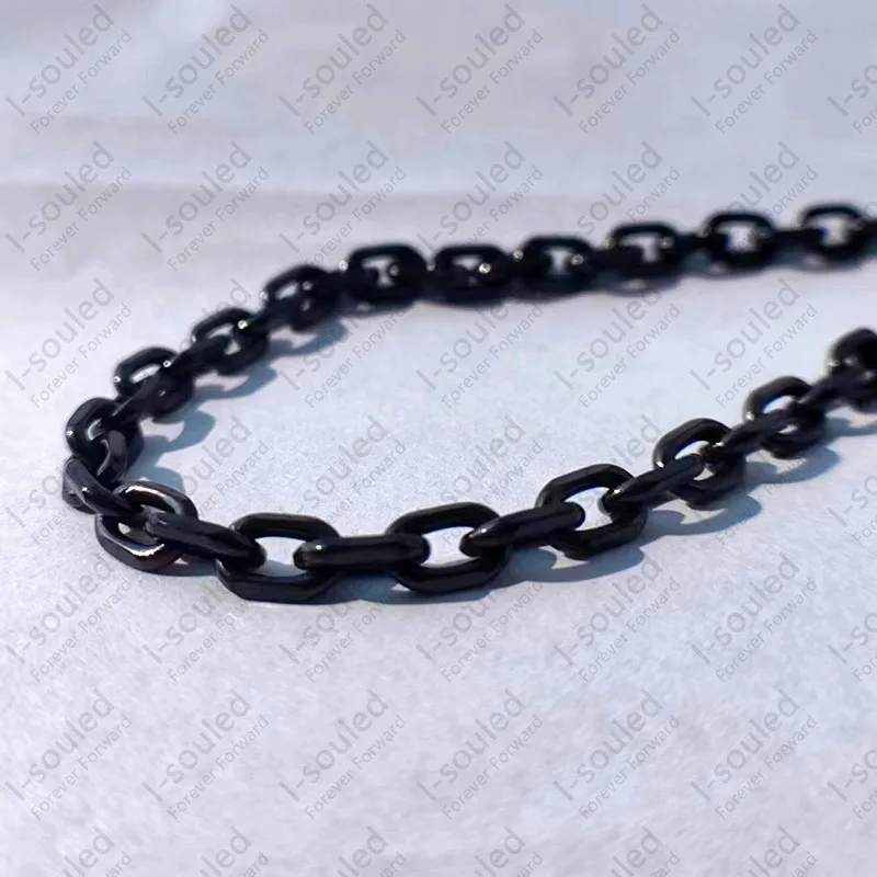 Punk Style Black 5.2MM Width Pure Titanium Rolo Cable Link Necklace For Men Women