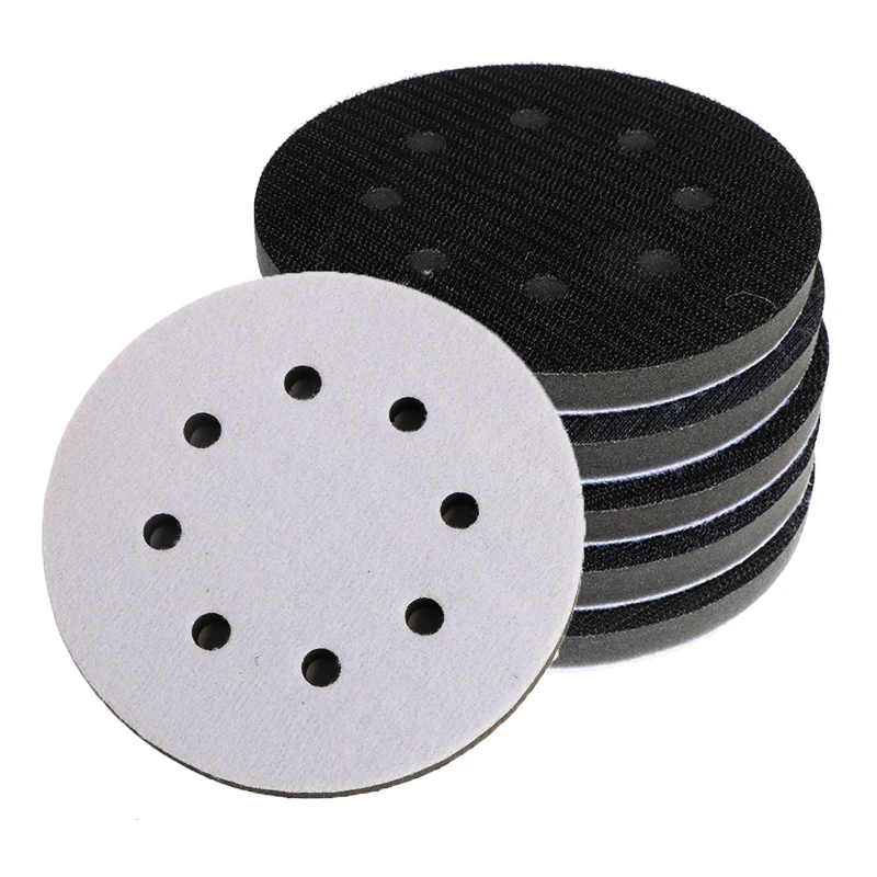 

2pcs/6pcs 8 Holes Soft Sponge Interface Pad 5 Inch 125mm Sanding Pads Backing Disc Hook & Loop Sanding Discs For Polisher