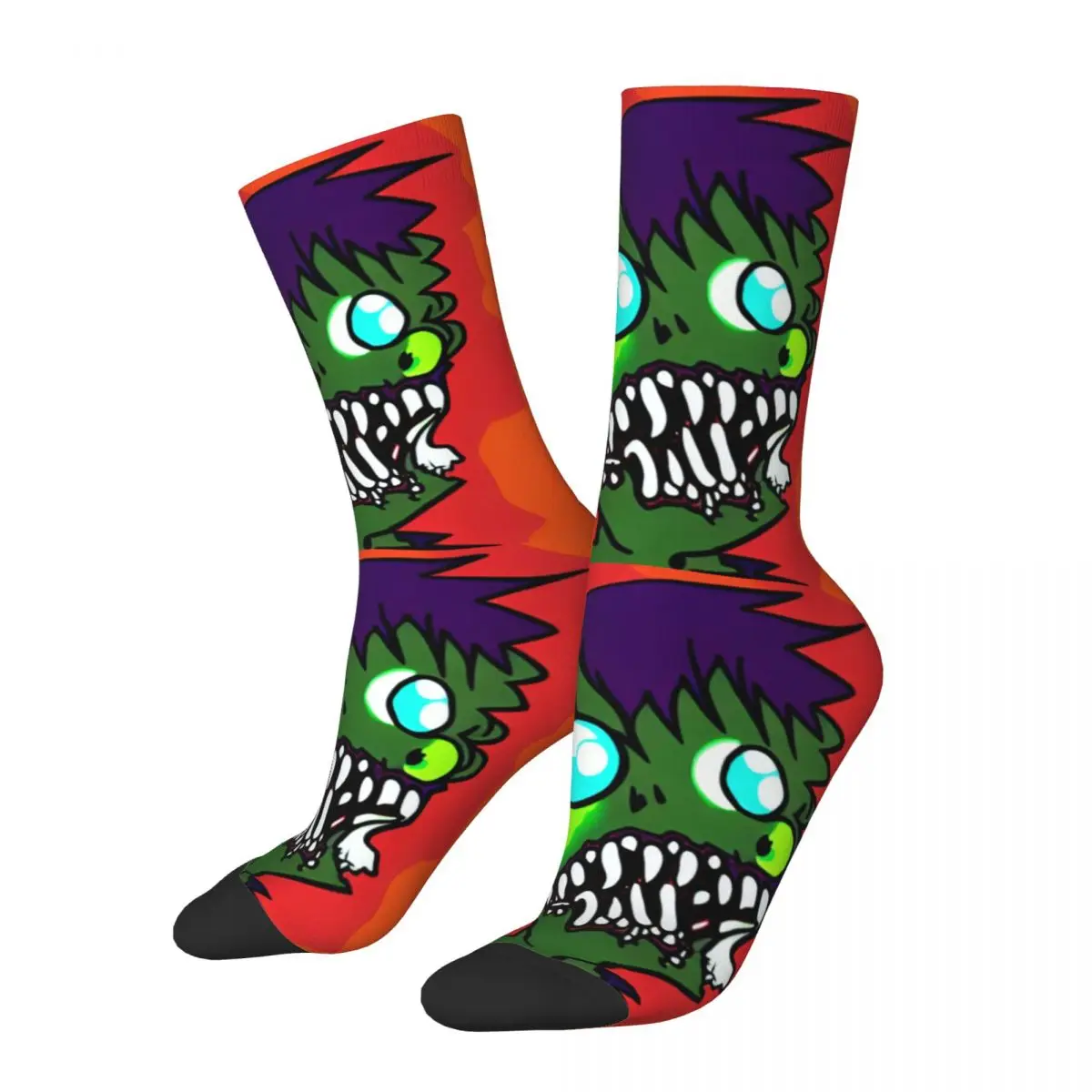 Crazy Sock for Men Burning Zombies Hip Hop Harajuku Zombie Video Gamer Happy Seamless Pattern Printed Boys Crew Sock Casual