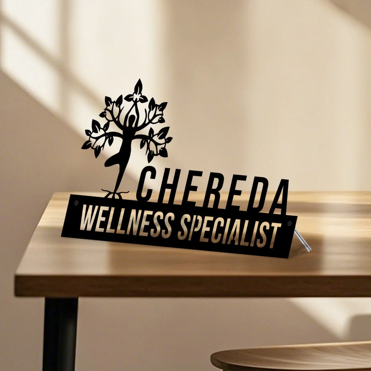 Custom Wellness Specialist Metal Desk Name Plate, Health Care Metal Name Plate, Job Name Plate, Career Name Plate, Wooden Name