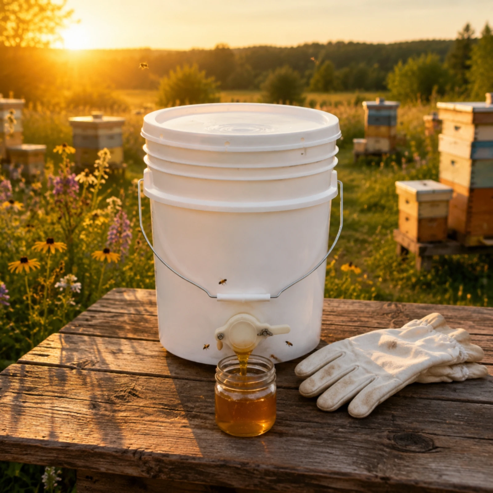 Plastic Honey Pail with Spigot Sealing Lid Honey Pail with Gate Spigot Beekeeping Bottling Pail Convenient Carry Handle view 5