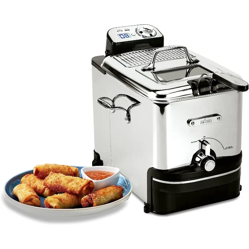 All-Clad 3.5L 1700W Electric Deep Fryer with Basket, Digital Controls - Stainless Steel