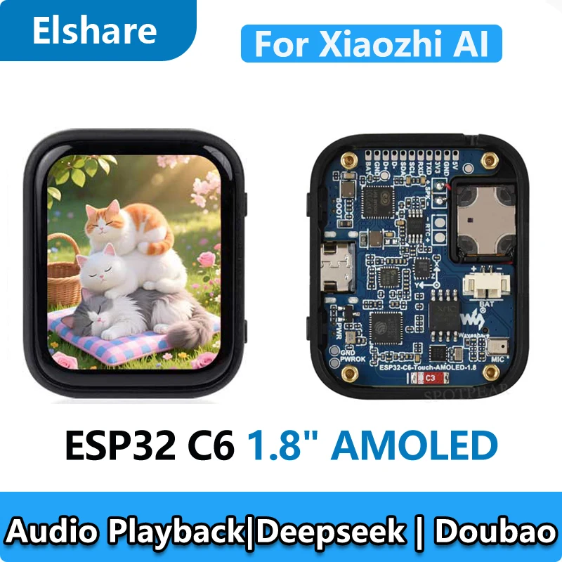 

ESP32-C6 AI Voice Chat Robot For Xiaozhi 1.8 inch AMOLED Development Board 1.8inch 368×448 TouchScreen Deepseek