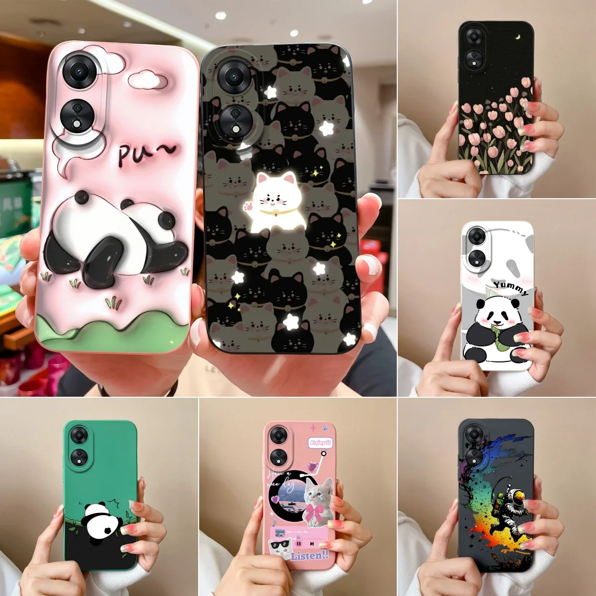 

Cute Case For OPPO A78 4G 6.43" Lovely Panda Phone Coques For OPPOA78 5G 6.56" Fundas Comfortable Soft Silicone Cover A78 Cases