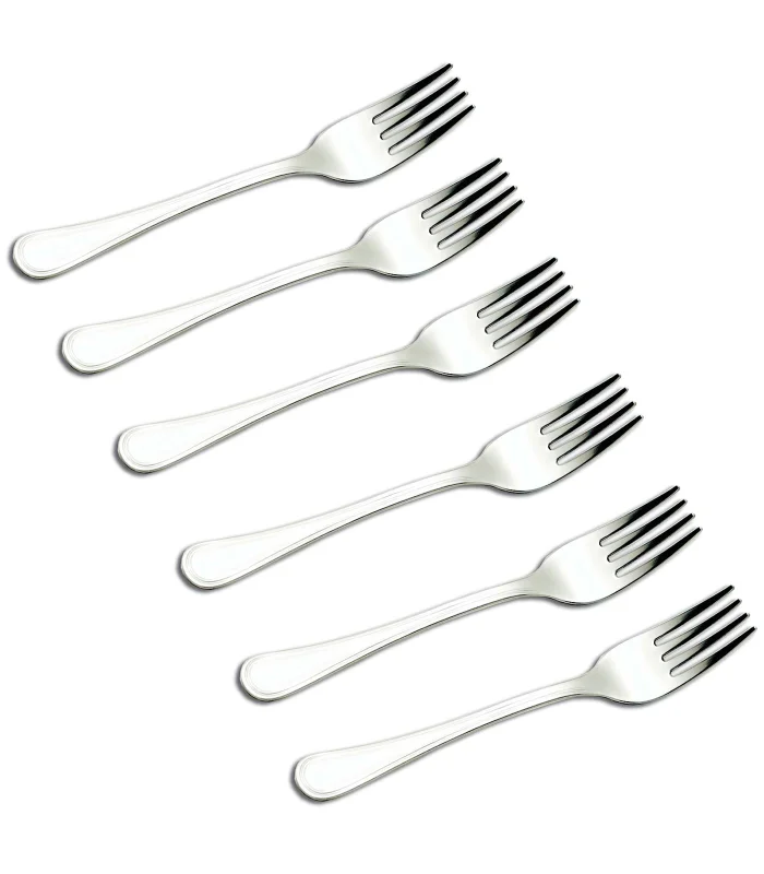 Tradineur 6-Set lunch Forks Stainless Steel, Classic Cutlery for Dessert, Ice Cream, Washable