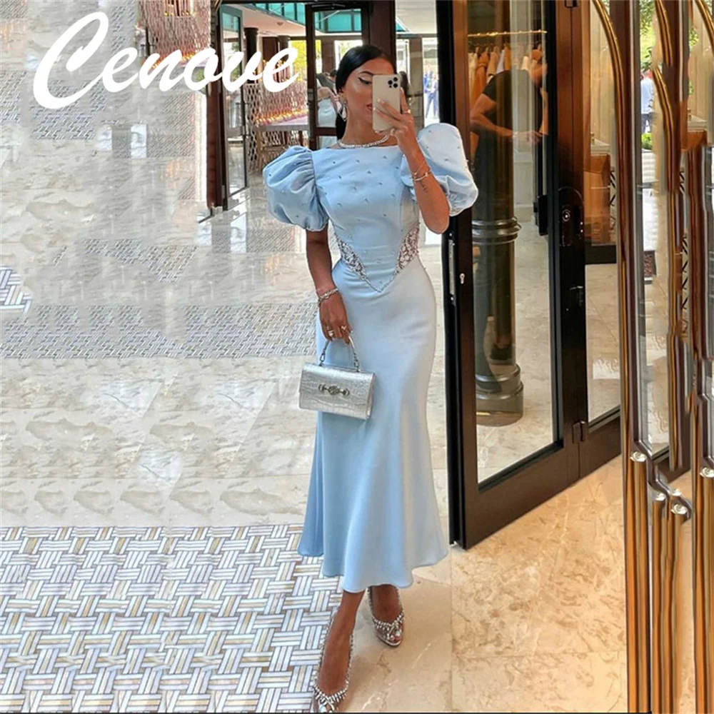 

Cenove O Neckline Prom Dress Ankle -Length With Short Sleeves Evening Summer Party Dress For Women2023