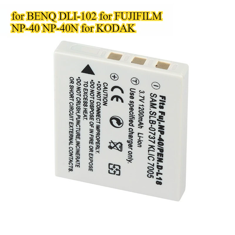 Bateria de substituição de 1200mAh para Samsung SLB-0737 para Pentax D-Li8 para Fujifilm FNP-40 para Kodak KLIC-7005 Bateria de câmera digital