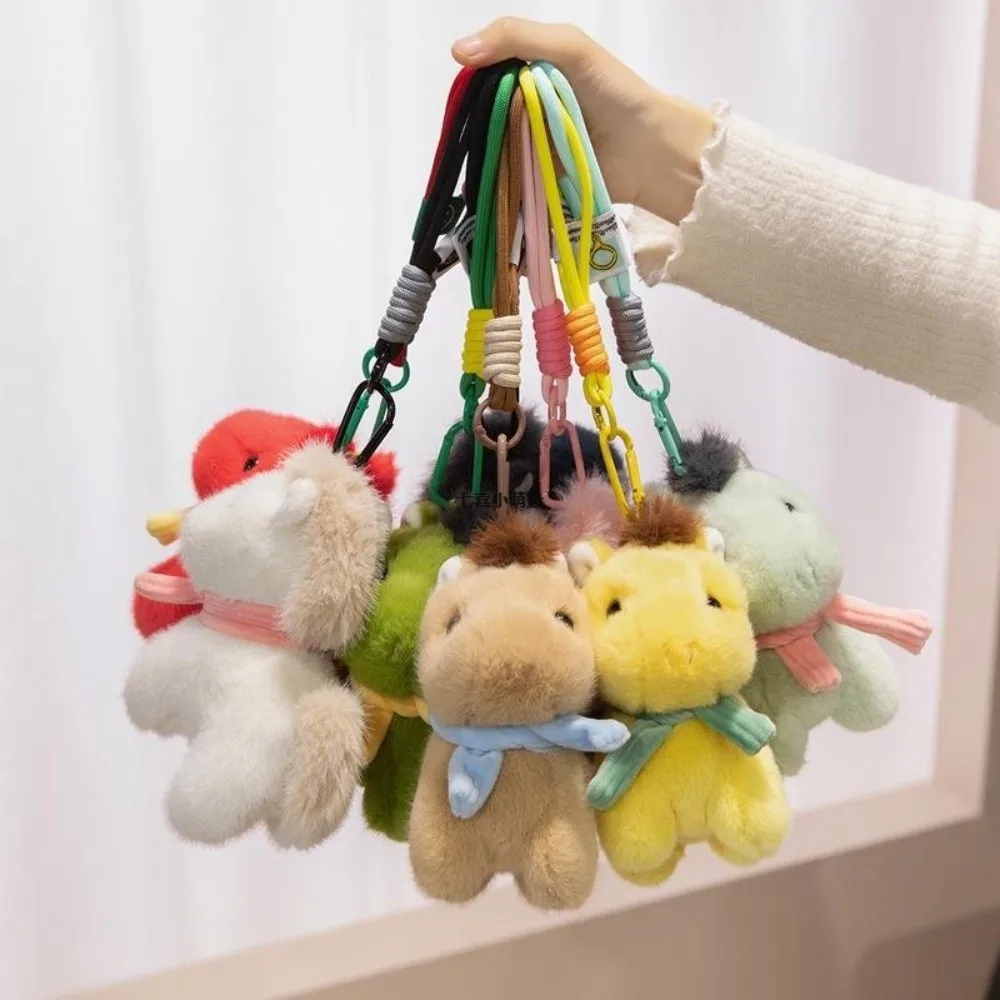 Cartoon paard knuffel sleutelhanger sleutelhanger schattige pony pluche pop hanger zacht 16 cm simulatie paard speelgoed sleutelhanger kinderen speelgoed