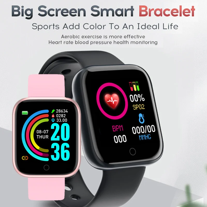 D20 Smart Watch Y68 Smartwatch Watch for Men Women Heart Rate Blood Pressure Monitor Tracker Bracelet Watches for Android IOS