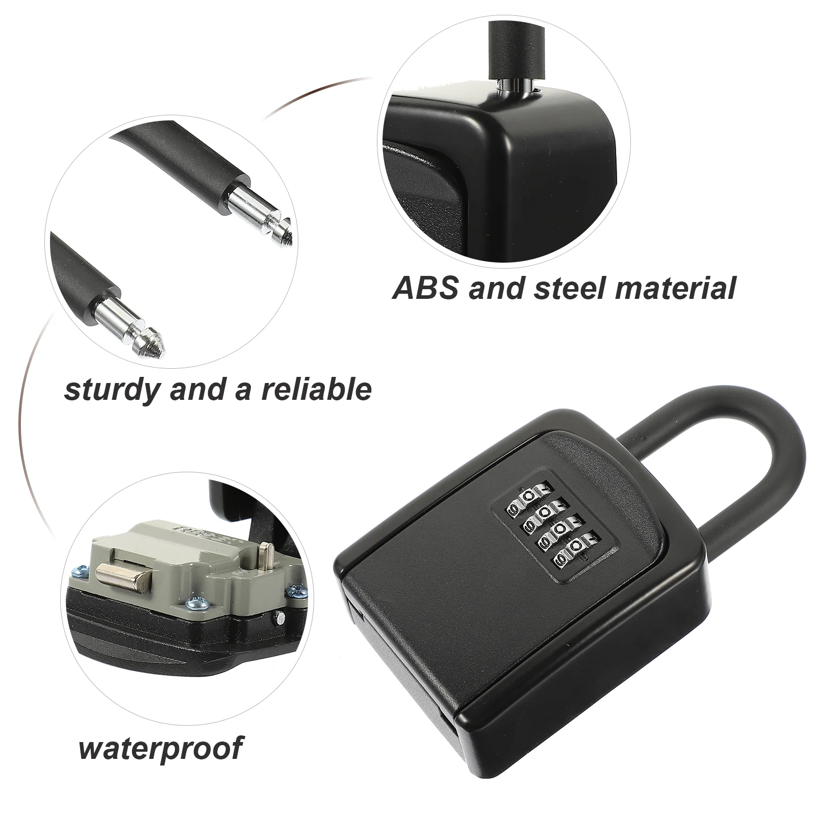 Weatherproof Key Lock Box, Código Combinação Segurança Lock, Armazenamento Ao Ar Livre Chave, Metal Lock Box