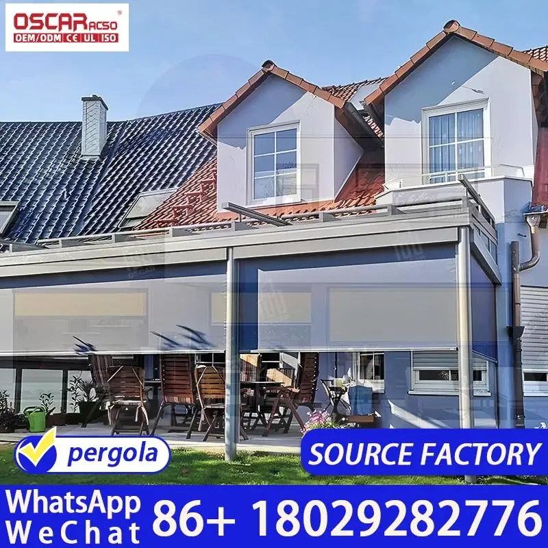 Aluminum 3x4 4x4 Outdoor Electric Pergola Waterproof Windproof Design for Garden Party Outdoor Use Rolling Blind