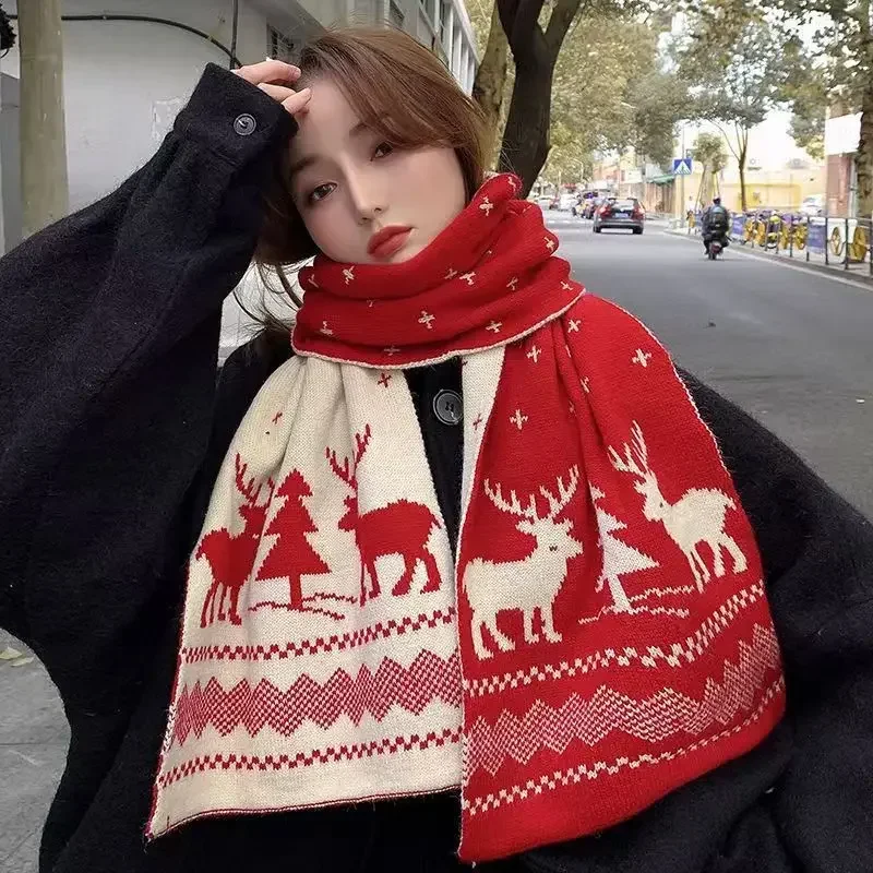 Rotwild Weihnachts schal Frauen Herbst Winter warmer Schal Weihnachts schmuck Noel Navidad Decora cion Neujahr 2025 Weihnachts geschenke