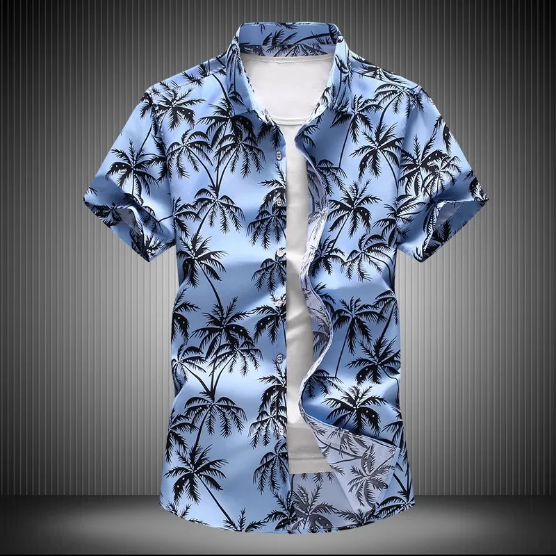 2023 Casual Floral Beach Men\'s Shirt Summer Short Sleeve Hawaiian Shirts For Men Plus Size Quick Dry Tee Shirt Men Clothes