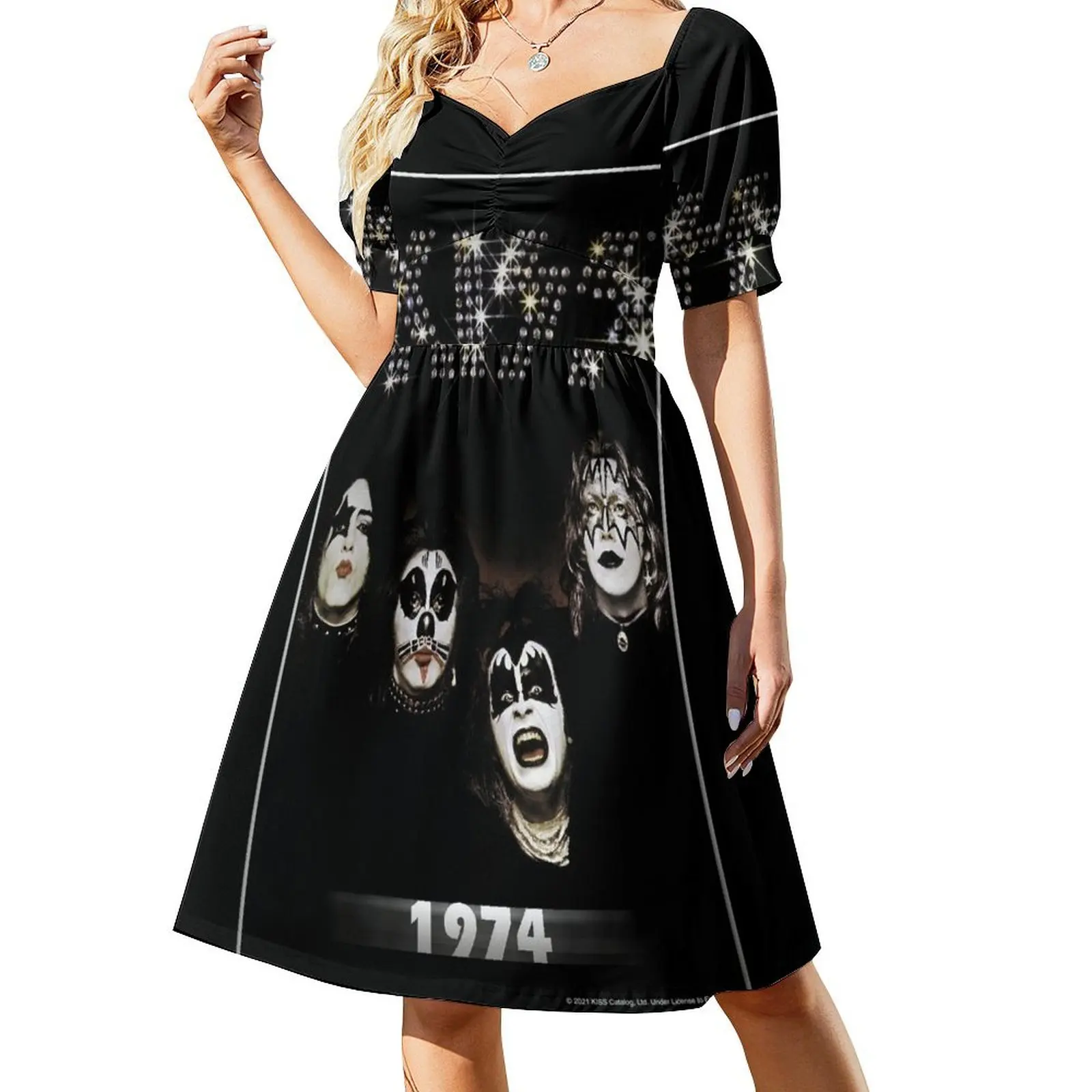 

KISS  the band - 1974 Album - Year Short Sleeved Dress Female dress dress women summer 2025 luxury evening dresses 2025