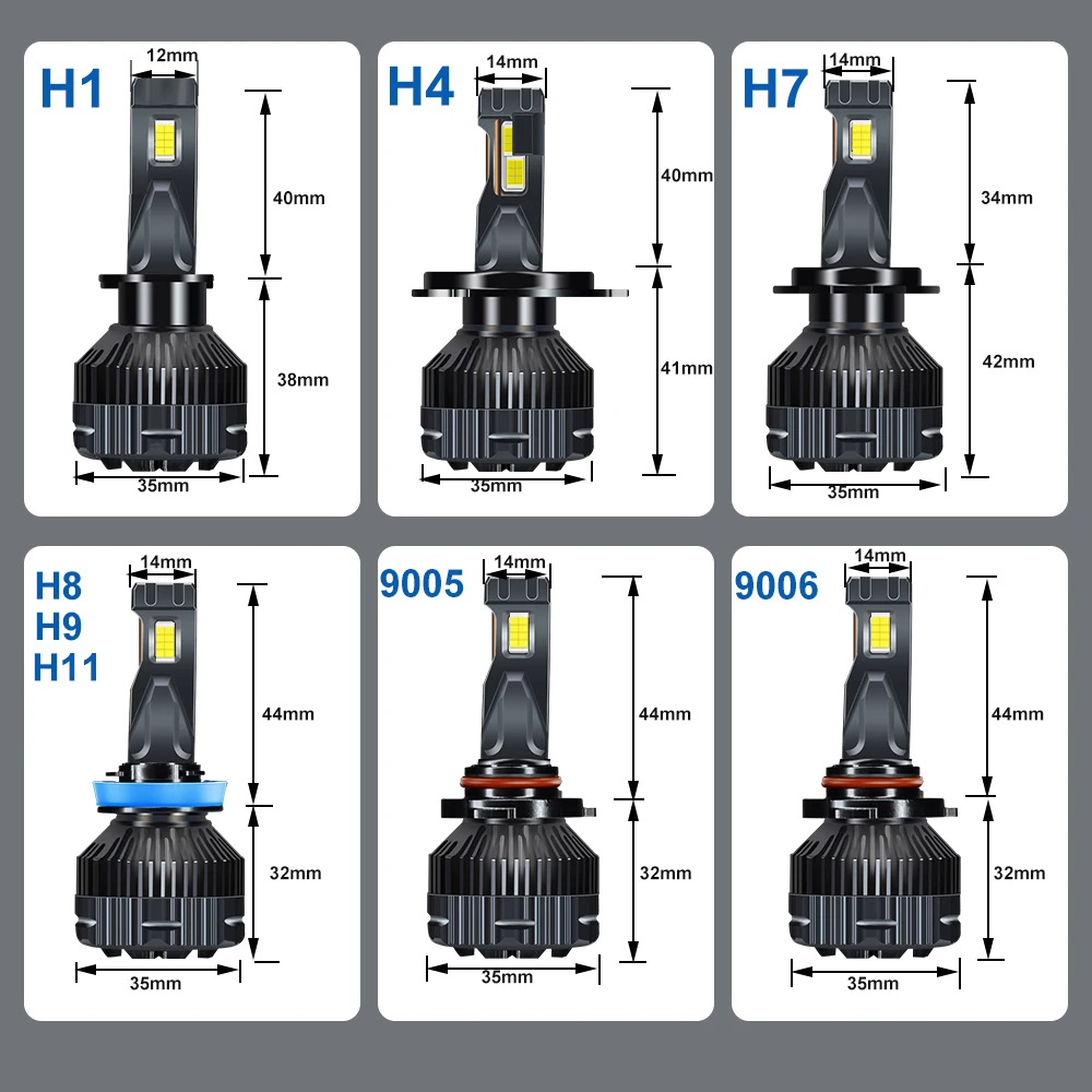 YHKOMS H4 Canbus H7 LED H1 H8 H9 H11 9005 9006 HB3 HB4 9012 Car LED Headlight Bulb 300W 30000LM Auto Light Lamp 6000K 12V