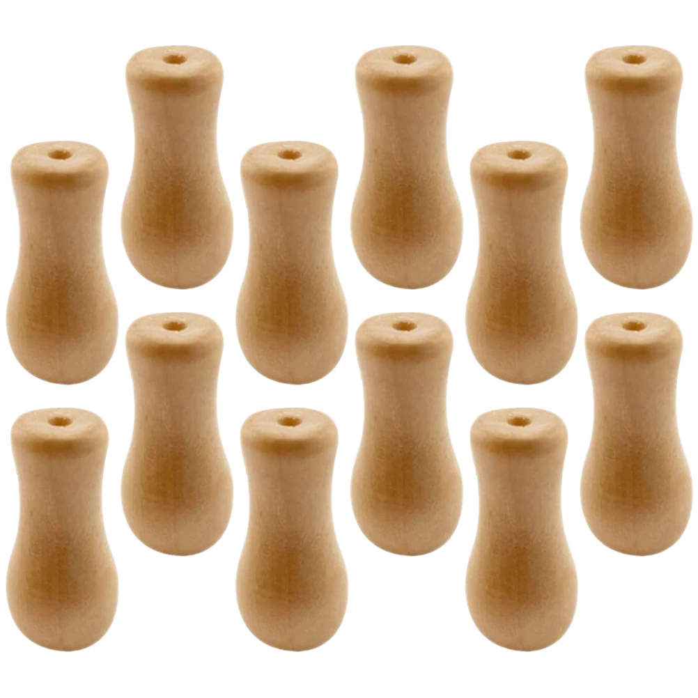 

12 Pcs Wooden Drop Curtain Accessories Pull Cord Knobs Bamboo Window Blind End Blinds
